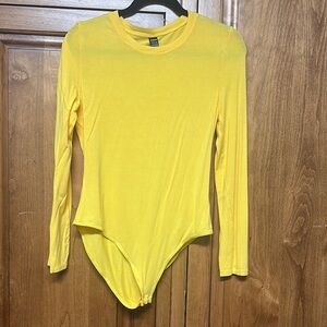 SHEIN Yellow Long Sleeve Bodysuit
